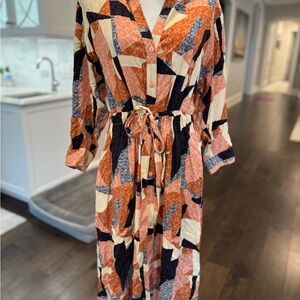 Anthropologie Corey Lynn Calter Geometric Long Sleeve Shirt Dress